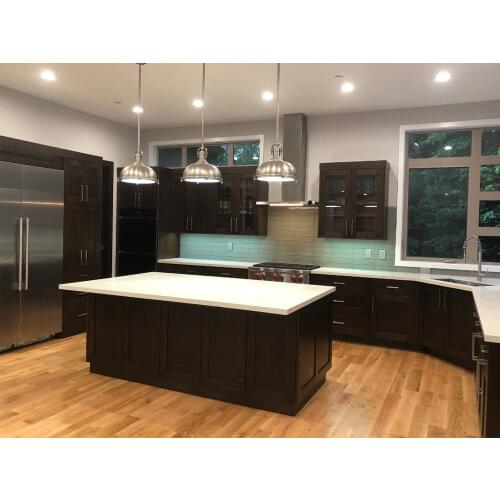 Custom oak shaker style solid wood kitchen cabinets made in China