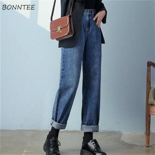Jeans Women Trendy Denim Harajuku Simple Loose All-match High Street Korean Daily Chic Vintage Pockets Straight Feminino College