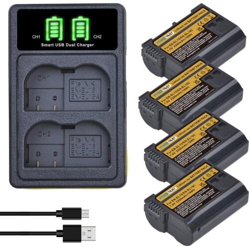 EN-EL15C 2280mAh EN-EL15 EN-EL15A Battery and LED Charger for Nikon Z5 Z6 Z6 II Z7 Z7 II 1 V1 D500 D600 D610 D750 D780 D800 D810
