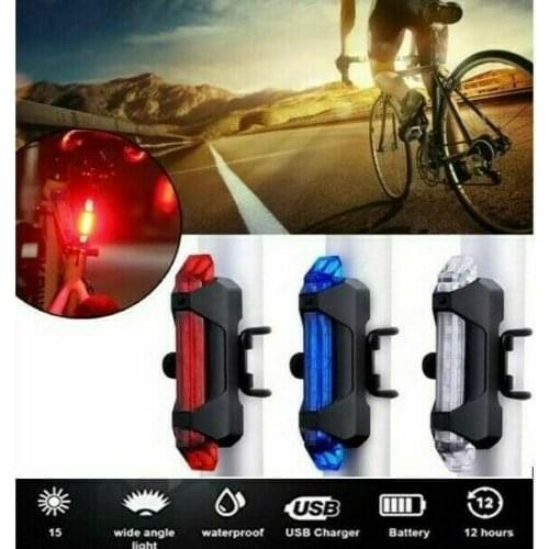 USB Rechargeable Bike Lights Front Rear Hazard Waterproof 5 LED Red White Blue luz delantera bicicleta