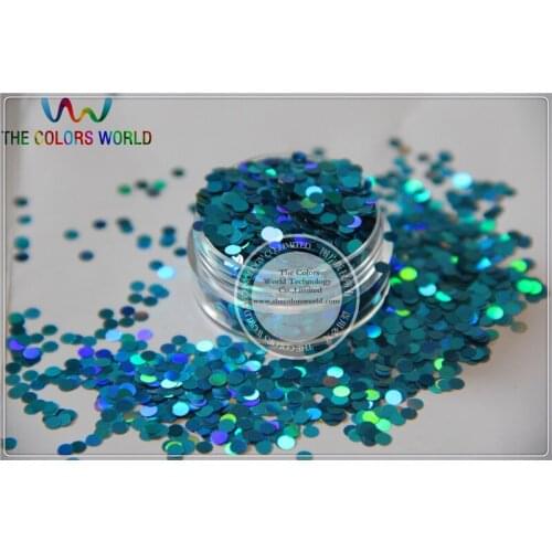 LM-7 Size 3 mm laser holographic Blue color Glitter paillette Dot shape spangles for Nail Art and DIY supplies1pack=50g