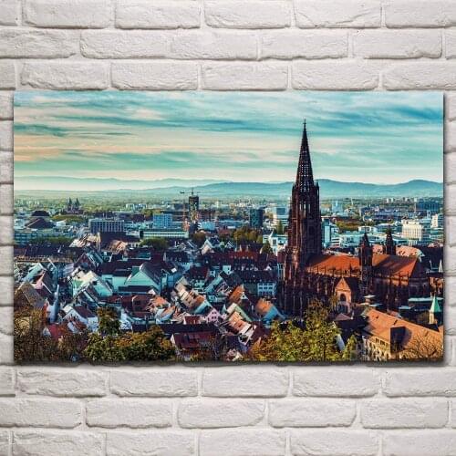 Freiburg im breisgau skyline cityscapes summer german landscape living room home decor wall art wood frame fabric poster KP889