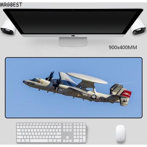 MRGBEST Mouse Pad Blue XXL Airplane Picture Thermal Transfer Pads Non-slip Softy Nature Rubber with Locked Edge Mats for Gamer