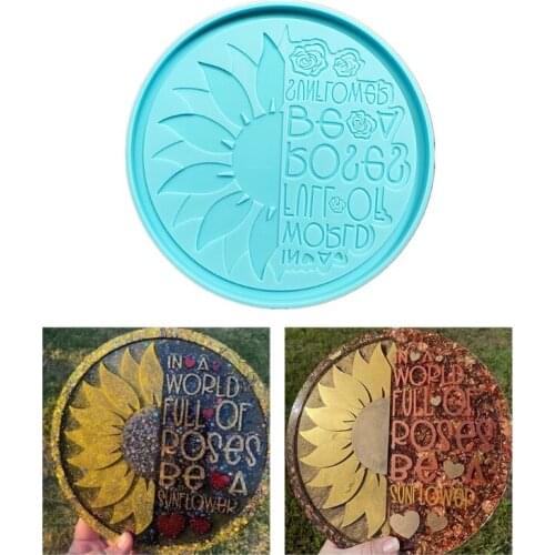 Sunflower Resin Molds Fruit Tray Molds Silicone Round Coaster Mold Epoxy Resin Casting Molds for Making Faux Agate Slice Cup Mat