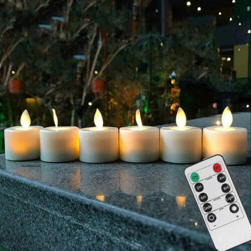 6pcs Remote control LED TeaLight Candle Battery operated Dancing wick votive candle lamp Wedding Xmas Party Church decor-AMBER
