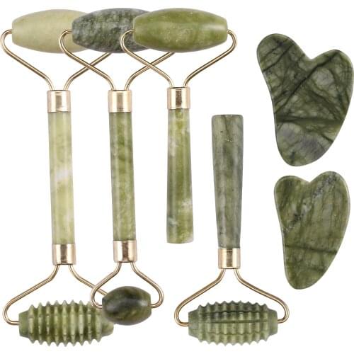 Gua Sha Face Massager Stone Facial Massage Tool Slimmer Roller Natural Scraper Lifting Tool Set Facial Skin Care Jade Roller