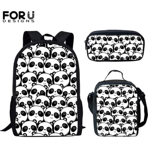 FORUDESIGNS Cute Cartoon Panda Pattern Print School Bags For Primary School Boys Girls Children Outdoor Backpack Daypack