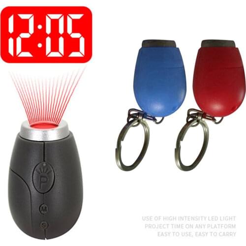 Mini Digital Projection Clock Portable LED Wall Ceiling Time Projection Watch Magic Night Light Electronic Clock key chain decor