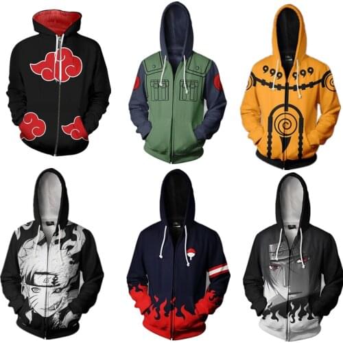 Naruto0 Hokage Cosplay Costume Sasuke Akatsuki Itachi Zipper Jacket Tops Hoodies Sweatshirt Gift
