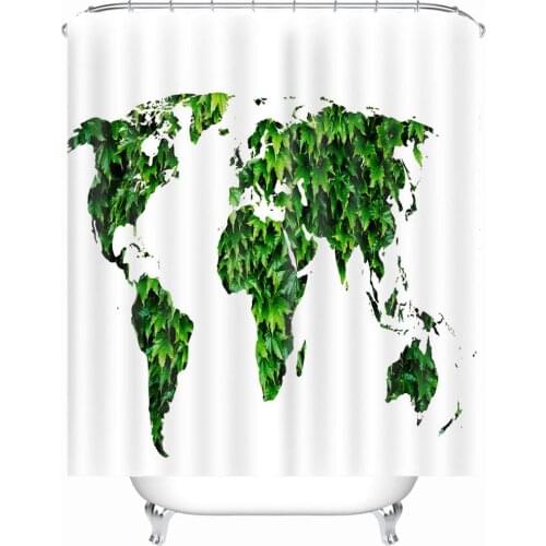 New green map shower curtain Waterproof Multi-size Cortina De Bano Bathroom Decor
