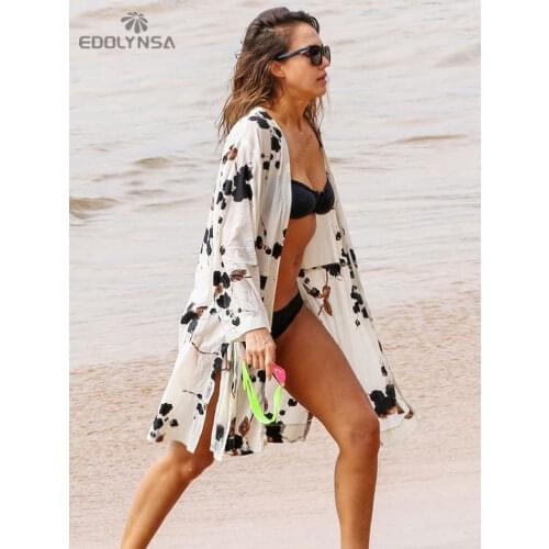 New Arrivals Beach Cover up Print Swimwear Ladies Walk on The Beach Cape Robe de Plage Tunic Women Beachwear Saida de Praia #Q22