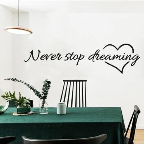 New Diy Home Decals Never stop dreaming inspirational quotes wall art bedroom decorative stickers mural art poster vinyl paper