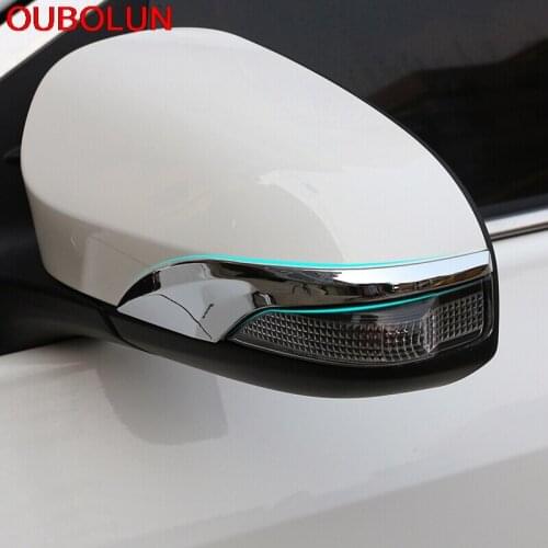 OUBOLUN For Toyota Yaris Vitz 2017 2018 Car Rearview Mirror Strip Cover Trim Cap Garnish Moulding Overlay ABS Chrome