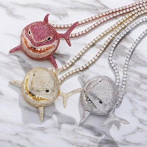 1pcs Fashion Shark Metal Pendant Necklace For Men Fish Necklace With Twisted Chain Charm Trendy Male Personality Jewelry