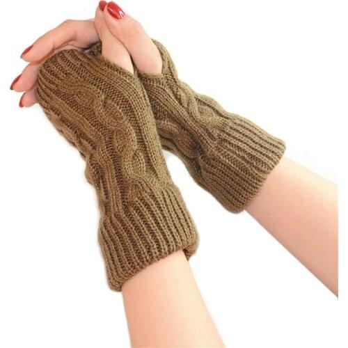 Spring Autumn Woman Fingerless Gloves Unisex Warm Soft Cycling Half-Finger Cover Ladies Knitted Mittens Trendy