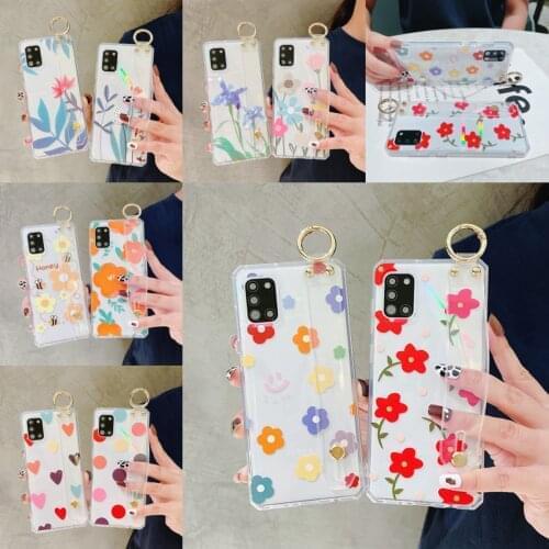 Transparent Shockproof Phone Case Wrist Strap Stand Holder For iPhone 12 11 Pro Xs Max Xs XR 7 8Plus SE 2020 Case