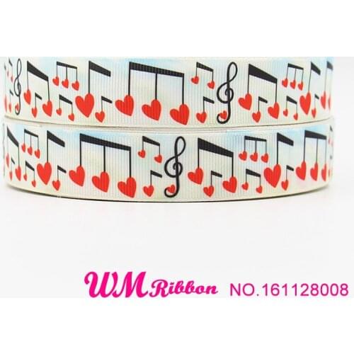 Q&N ribbon 7/8inch 22mm cute cartoon printed Grosgrain Ribbons Heart Printed DIY Trim Sewing Hairbow Chriatams Decoration