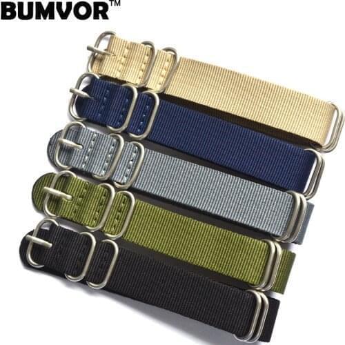 New Arrival 5 Ring Watchband Military Quality Nylon ZULU NATO 18mm 20mm 22mm 24mm G10 Watch Strap Multiple color selection