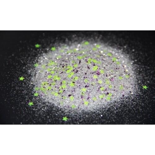 Silver Glitter & Pink Flakes & Neon Yellow Star Confetti solvent resistant Glitter Mixes For Nail Art Deco Nail Polish