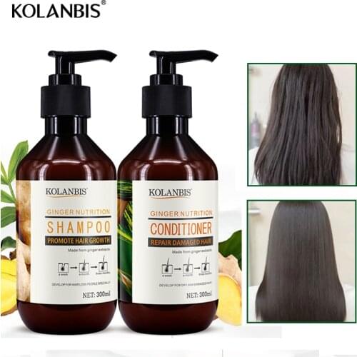 Hair growth shampoo + ginger essence conditioner set anti itch dandruff oil control soothe scalp anti hair loss