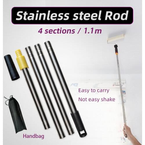 1.2m Paint Roller Extension Pole 4 Section Stainless steel Paint Telescopic Stick detachable Cleaning Rod Painting handle Tools