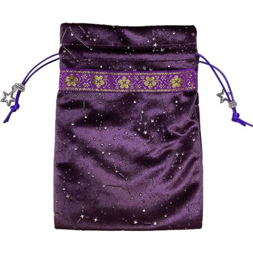 Velvet gift bag Nordic Starry Sky Jewelry Pendant Board Game Drawstring Storage bag Moon star print party birthday candy bag