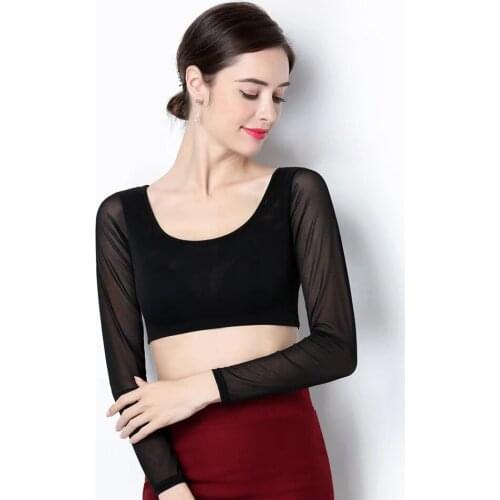 Spring Summer Gothic Black White Vintage High Elastic See Through Mesh Under T Shirt High Street Basic Tee Shirts Crop Top