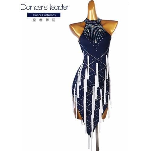High-end Custom-made Latin Dancers High-neck Dance Costumes Adult Girls Diamond Tango Salsa Stage Professional Costumes