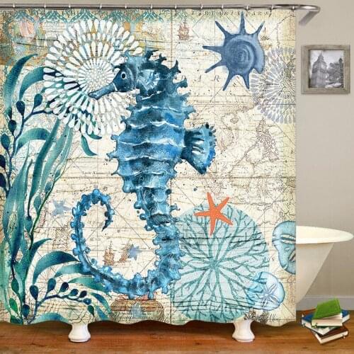 3D Printed Sea Creature Mermaid Shower Curtain shower curtains bathroom curtain 12 Hook Fabric Shower Curtain Waterproof