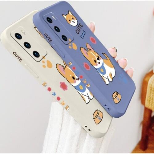 Pet Dog Lens Protection Case For Huawei P40 P30 P20 Soft Liquid Silicone Phone Cover For Mate 40 30 20 Pro P Smart 2021 Y7A Case