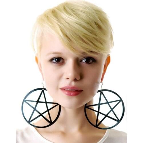 2020 Exaggerated Hyperbole Mix Long Earring Hollow Dangle Circle Star Pentagram Earrings for Women Acrylic Oversize earrings