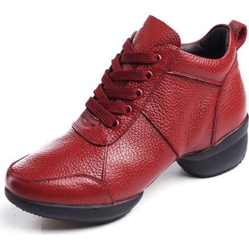 Leather dance shoes woman female teacher mesh shoes practice square soft soled Latin dance shoes outdoor sports shoes women