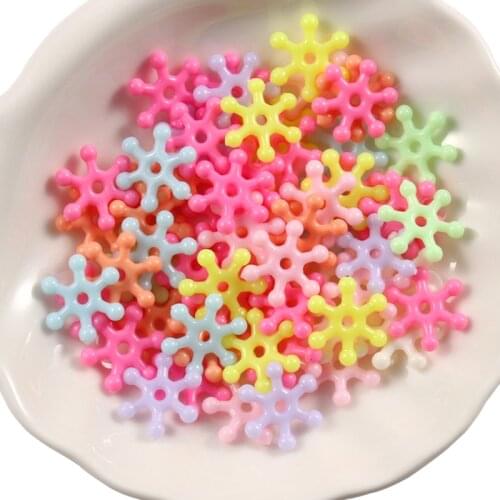 100/200Pcs Candy Color Snowflake Shape Bead Acrylic Bead Loose Handcarft Jewelry Making DIY Bracelet Necklace Jewelry