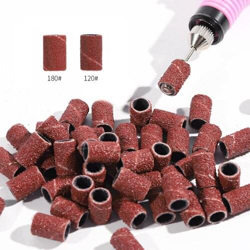 100 Pcs/pack Grit Sandpaper Circle For Rotary Nail Drill Bits Polishing Clean Grinding Pedicure Manicure Sanding Accessory Tools