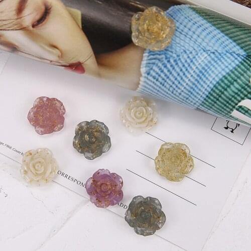 10p Gold Shape 10p Wholesale Women Flower Earrings Foil Rose Diy Ear Jewelry Accessories Resin Zinc Alloy Plant Trendy for Women