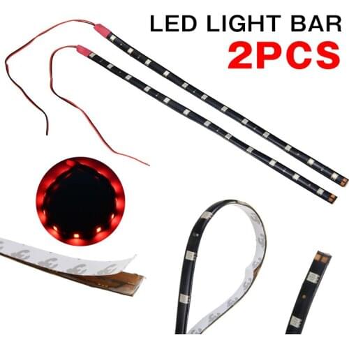 2Pcs 30cm 12 SMD 12V Waterproof 5050 LED Red Strip Light Flexible DIY Car Interior Decorative Atmosphere Lamps