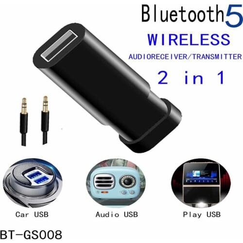 2-in-1 USB Bluetooth-compatible 5.0 Adapter Wireless Audio Transmitter Receiver for TV Computer Car Multi-media