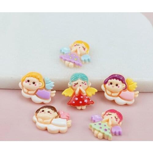 30pcs Cute Cartoon Angel Princess Flatback Planar Resin DIY Craft Supplies Kid Hair Accessories Phone Shell Patch Arts Materials