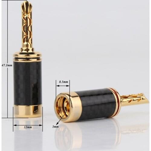 4pcs ACROLINK style 24K Gold plated Carbon Fiber BFA Z Banana Speaker Plug Copper Connector HiFi
