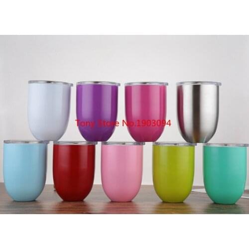 50pcs 300ml Egg shaped Stainless Steel Insulated Cup 10oz Double Wall Insulated Wine Mugs With Lid Vacuum Flask Thermos Mugs