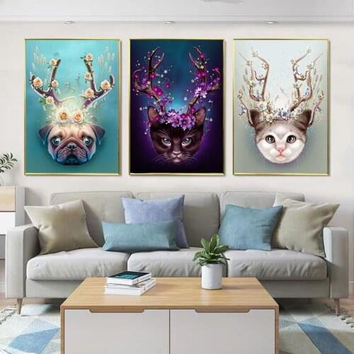 5D DIY Diamond Painting Cat/Dog Flower Cross Stitch Animal Embroidery Kit Picture Of Rhinestones Mosaic Decoration Home WG2710