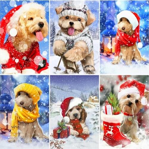 5D Full Drill DIY Diamond Embroidery Cross Stitch Diamond Painting Cartoon Animal Dog/Cat Christmas Handmade Gift for Kids