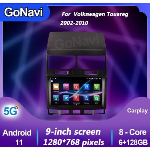 GoNavi Car Radio For Volkswagen Touareg Android 11 Auto Central Multimedi Bluetooth Dvd Player GPS Navigation 2 din 5G 2002-2010