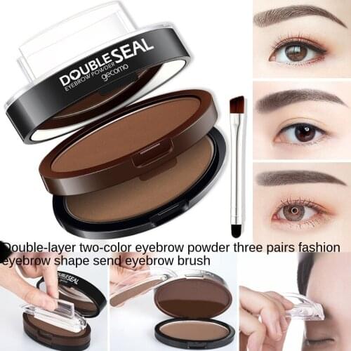 Double-Layer Two-Color Lazy Eyebrow Stamp Powder Eyebrow Pencil Waterproof Sweat-Proof Not Easy to Smudge Thrush Eyebrow
