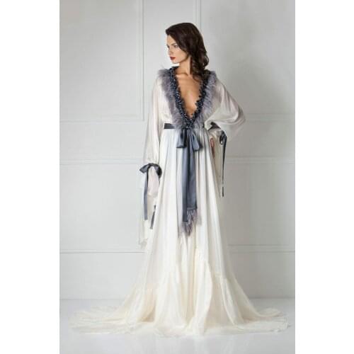 Women Sleepwear Bathrobe Long Silk Kimono Dressing Gown Lace Lingerie Bath Robe Wedding Bride Bridesmaid Robes Dressing Gowns