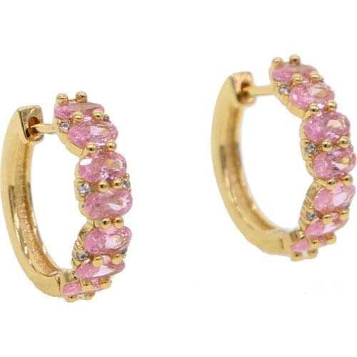 Delicate tiny fashion Jewelry rose gold PINK crystal Earring colorful CZ circle hoop 20mm hoop Earring For girl women