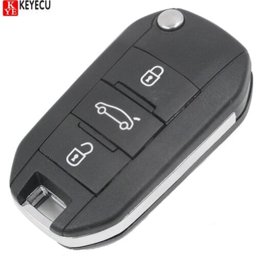 KEYECU 3PCS Brand Remote Key 3 Button 433MHz with ID46 Electronic Chip inside for Peugeot 208 308 508 Uncut Blade with groove