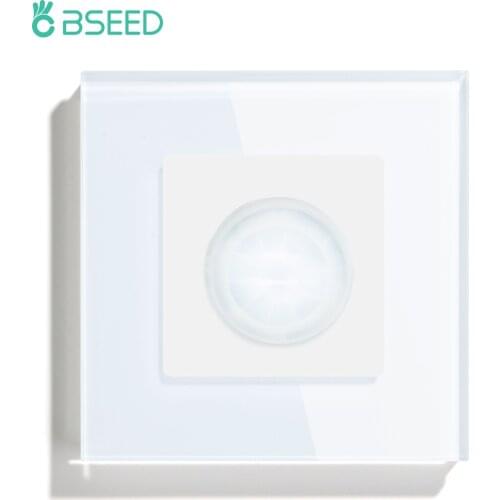 BSEED PIR Infrared Body Motion Sensor Switch Led Lamp Wall Switch Automatic On Off Switch EU Standard 220V AC Glass Frame