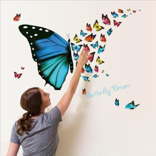 Colorful Butterfly Wall Sticker Fresh Living Room Bedroom Porch Study Decoration Sticker Painting Waterproof PVC Wall Stickers