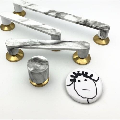 LCH New Nordic Style Marble Like Cabinet Knob on Solid Zinc Alloy Base Drawer Pull Furniture Handles Mini Brass Knob